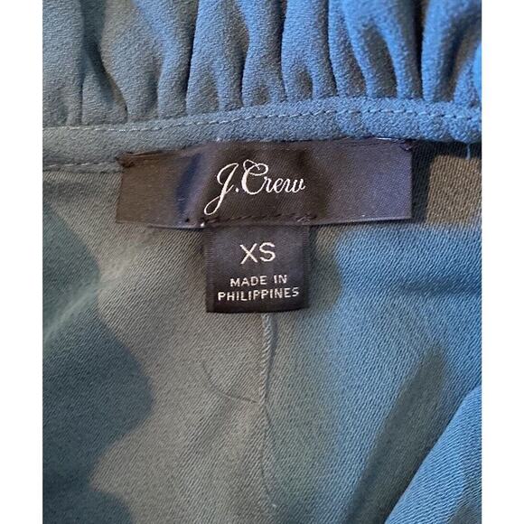 J Crew Ruffle Neck Long Sleeve Blouse Size XS Women’s Teal - Picture 3 of 7